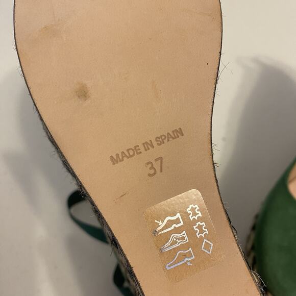 FreePeople Charade Espadrilles Heels Wedges Green LaceUp Boho Chunky Hippie 6.5 - Picture 6 of 6